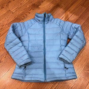 Burton AK Quilted Dryride Down Jacket Size Medium Blue Puffer Ski Women